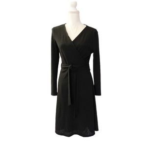 MNG by Mango Black Faux Wrap Dress Size 6